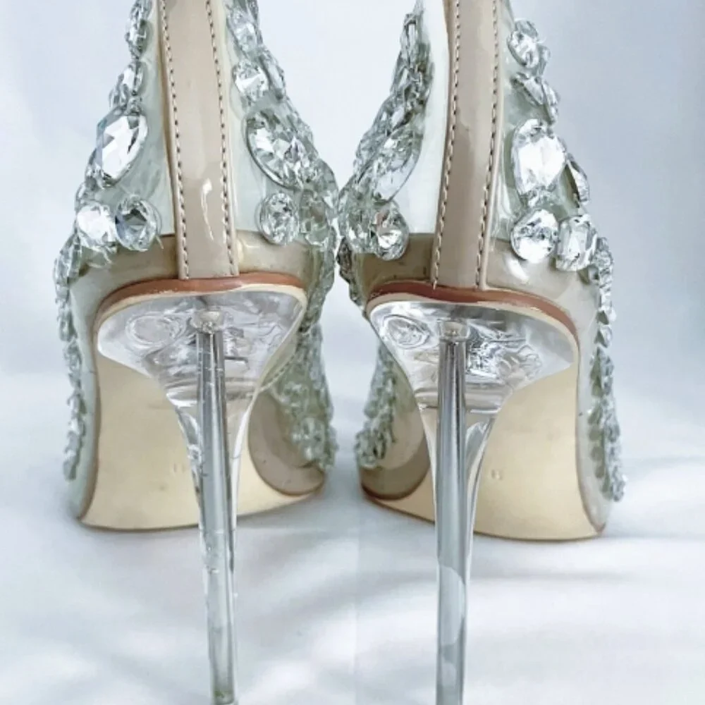 Cinderella Glass Rhinestone Heels Size 9 Azalea Wang High Heels The Bonnie Clear - Picture 3 of 10